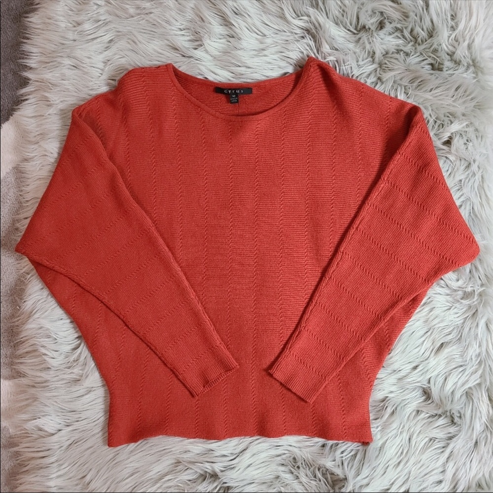 Cyrus Batwing Ribbed Sweater Burnt Orange Size XS